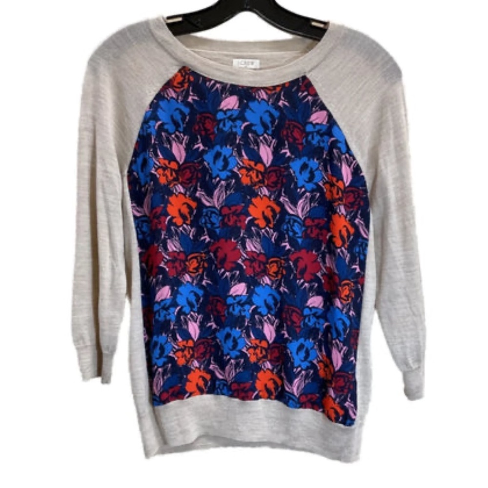 J. Crew Multicolor Floral Crew Neck Sweater #Jcrew #poshmarkfashion #women